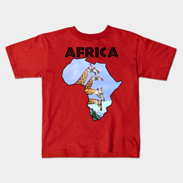 Africa Wildlife Continent 4 Giraffes Kids T-Shirt by PathblazerStudios